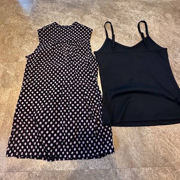 INC Concepts Women's Petite Black Polka Dot Shell & Camisole Top -PP - Picture 2 of 4